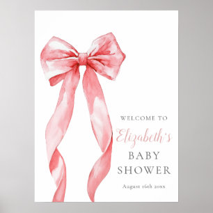 Modern Pink Bow Baby Shower Welcome Sign