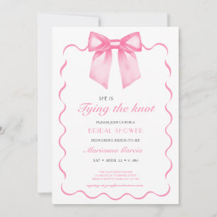 Modern Pink Bow Bridal Shower Invitation