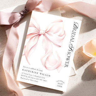 Modern Pink Bow Bridal Shower Invitation