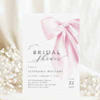 Modern Pink Bow Bridal Shower Invitation