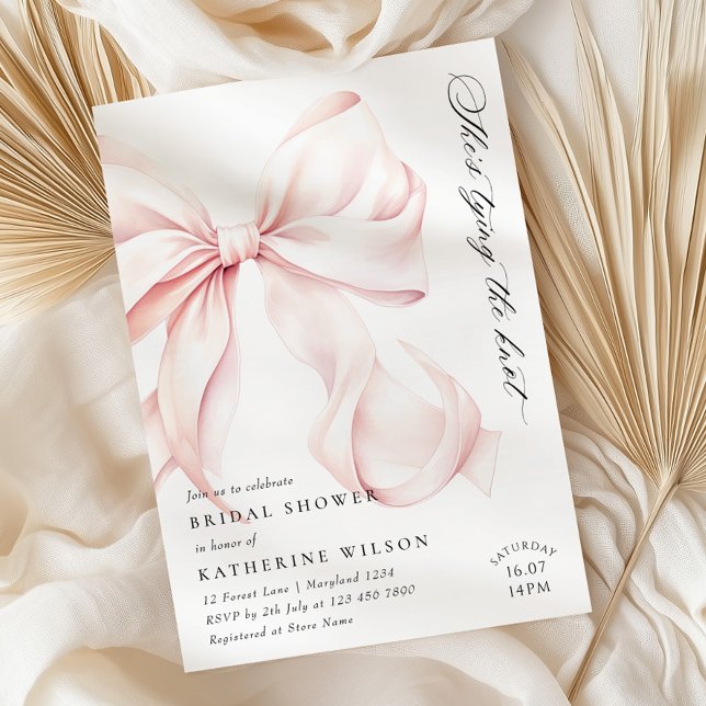 Modern Pink Bow Bridal Shower Invitation (Creator Uploaded)