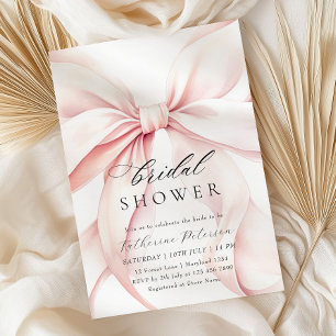 Modern Pink Bow Bridal Shower Invitation