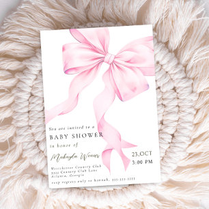 modern Pink Bow Coquette Baby Shower  Invitation