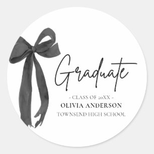 Modern Pink Bow Coquette Graduate Graduation Classic Round Sticker