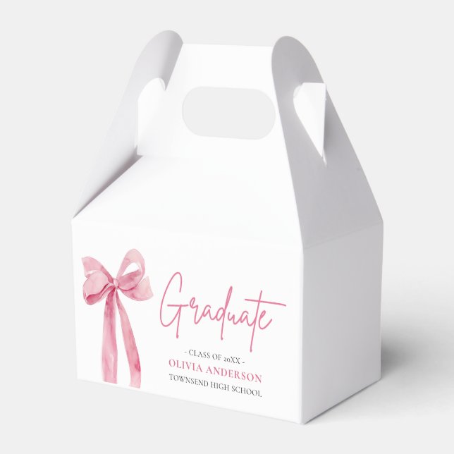 Modern Pink Bow Coquette Graduate Graduation Favour Box (Front Side)