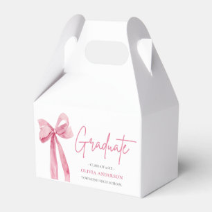 Modern Pink Bow Coquette Graduate Graduation Favour Box