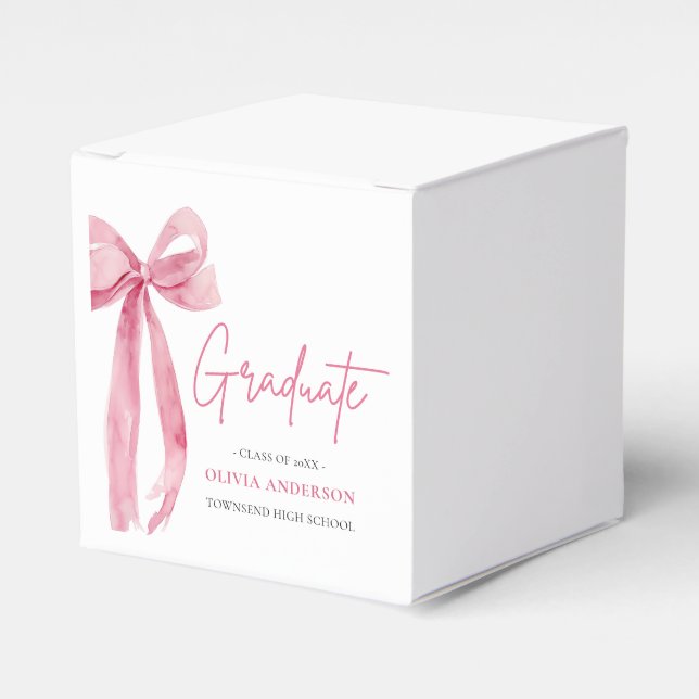 Modern Pink Bow Coquette Graduate Graduation Favour Box (Front Side)