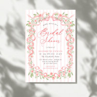 Modern Pink Bow Floral Roses Bridal Shower