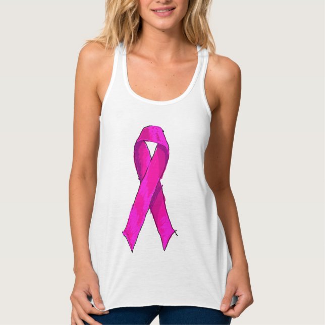 Modern Pink Bow for Breast Cancer Awareness Singlet (Front)
