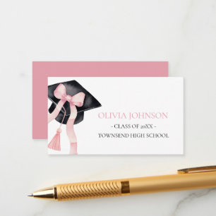 Modern Pink Bow Graduation Cap Insert Name Card