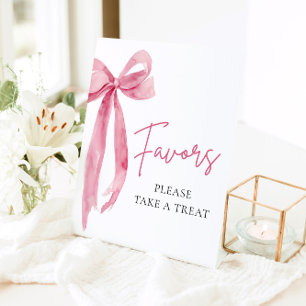 Modern Pink Bow Graduation Party Favours Sign