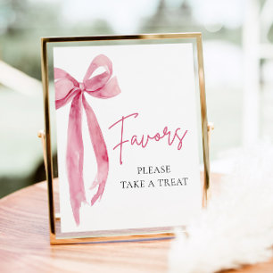 Modern Pink Bow Graduation Party Favours Sign