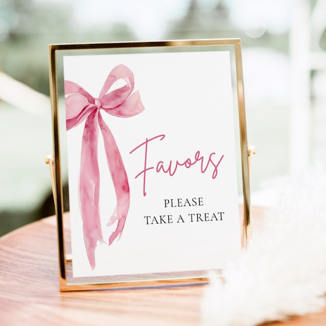 Modern Pink Bow Graduation Party Favours Sign (Creator Uploaded)