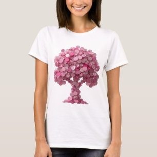 Modern Pink BREAST CANCER AWARENESS TREE Design T-Shirt