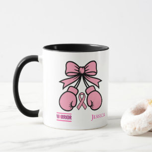 Modern Pink Breast Cancer Warrior Custom Name Mug