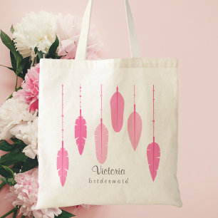 Modern Pink Bridesmaid Proposal Gift Party Favour Tote Bag