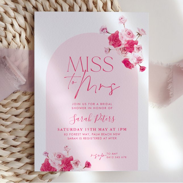 Modern Pink Bright Floral Bridal Shower Roses Invitation (Creator Uploaded)