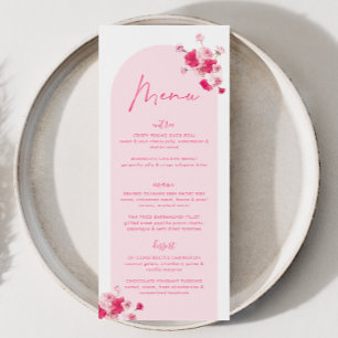 Modern Pink Bright Floral Bridal Shower Roses Menu