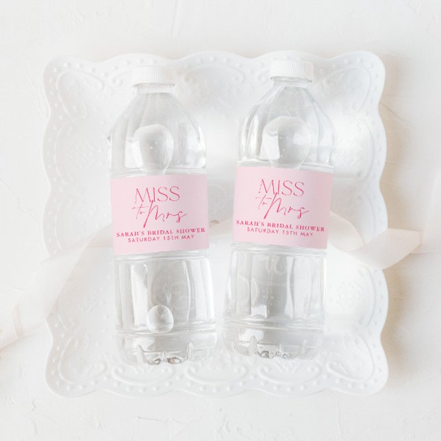 Modern Pink Bright Floral Bridal Shower Roses Water Bottle Label (Pink Bridal Shower Water Bottle Labels - Matching items available.)
