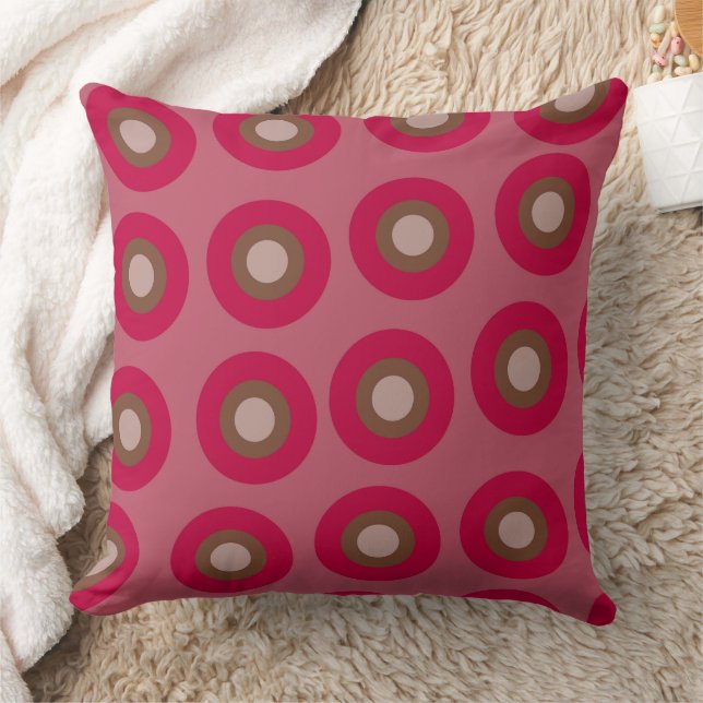 Modern Pink Brown Circles Pattern Cushion (Blanket)