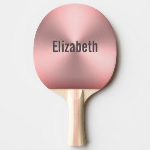 Modern Pink Brushed Metal Look with Name Ping Pong Paddle