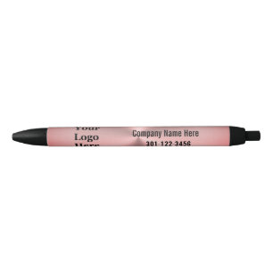 Modern Pink Brushed Metal Look Your Logo Here Black Ink Pen