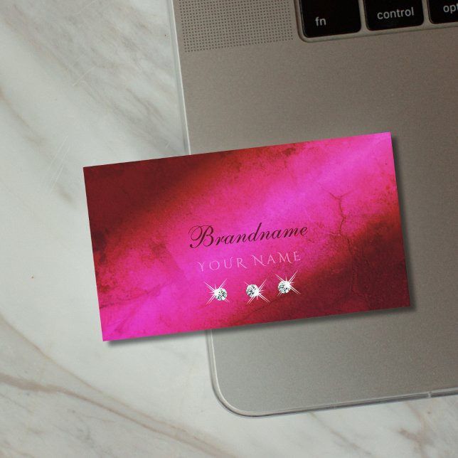 Modern Pink Burgundy Sparkling Diamonds Stylish Business Card (Creator Uploaded)