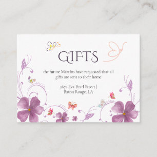 Modern Pink Butterflies Bridal Shower Enclosure Card