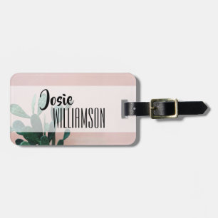 Modern Pink Cactus Luggage Tag