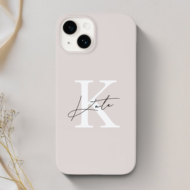 Modern Pink Calligraphy Name Monogram Case-Mate iPhone Case (Creator Uploaded)