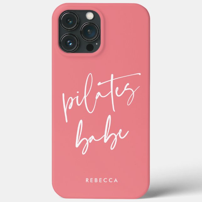 Modern Pink Calligraphy Workout Gym Pilates Case-Mate iPhone Case (Back)