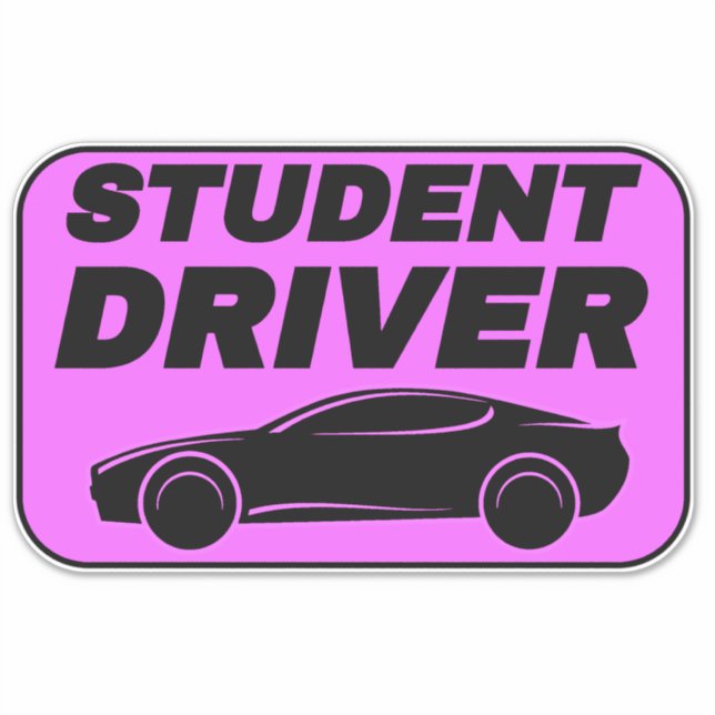 Modern Pink Car Sticker for New Student Driver  (Front)