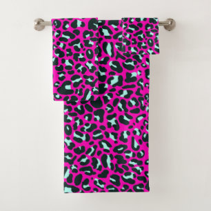Modern Pink Cheetah Leopard Animal Print Bath Towel Set
