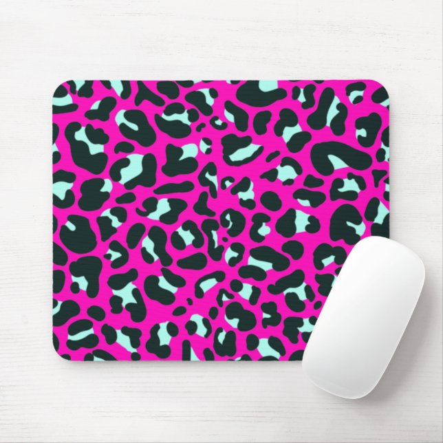 Modern Pink Cheetah Leopard Animal Print Mouse Pad (With Mouse)