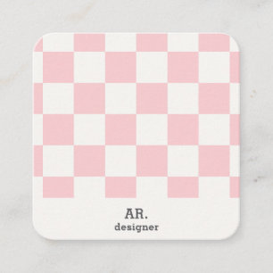 Modern Pink Chequered QR Code Business Card