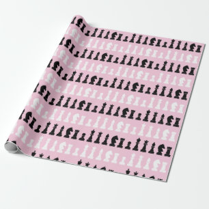 Modern Pink Chess Piece Game Pattern Wrapping Paper