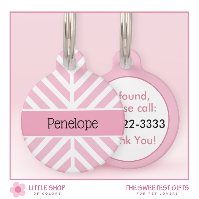 Modern Pink Chevron Personalised Pet ID Tag (Creator Uploaded)