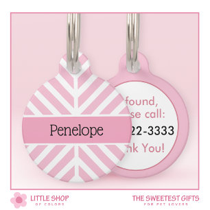 Modern Pink Chevron Personalized Pet ID Tag