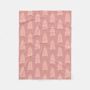 Modern Pink Christmas Tree On Mauve Fleece Blanket