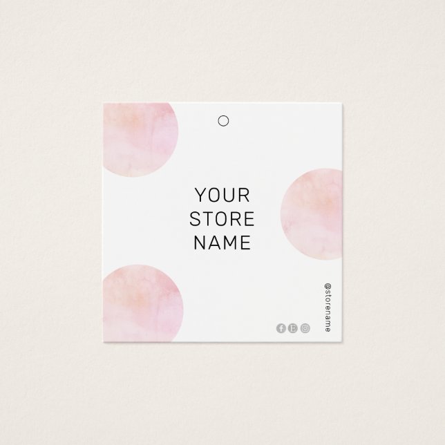 Modern Pink Circles Social Media Square Price Tag (Front)