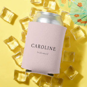 Modern Pink & Classic Bridesmaid Name Can Cooler