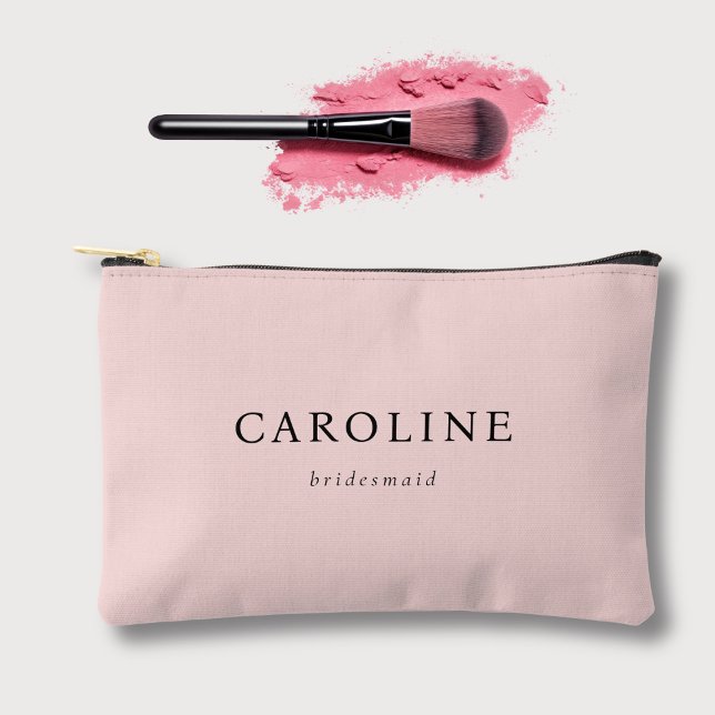 Modern Pink Classy Chic Bridesmaid Name Accessory Pouch (Creator Uploaded)