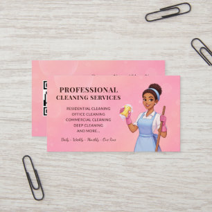 Modern Pink Cleaning Service Business Card