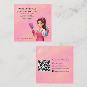 Modern Pink Cleaning Service Business Card