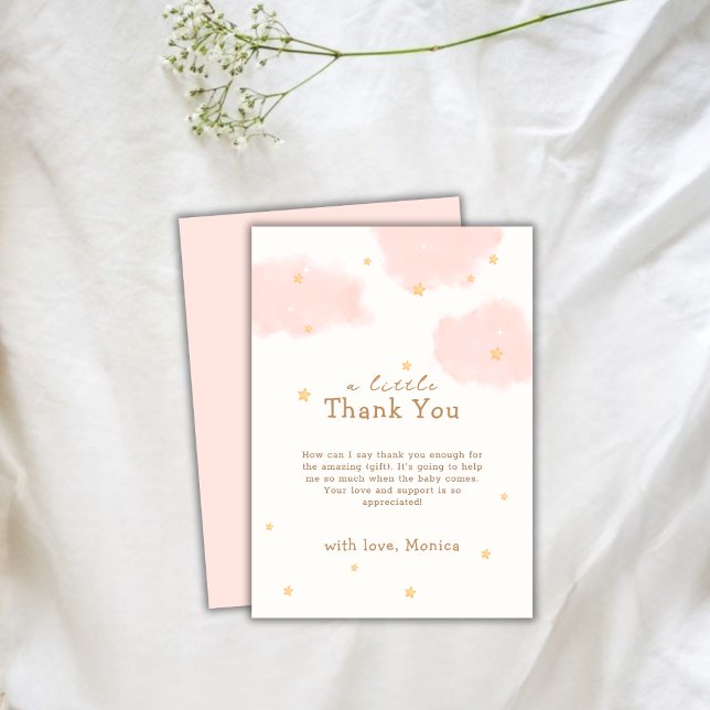 Modern Pink Cloud Nine Girl Baby Shower  Thank You Card (Modern Pink Cloud Nine Girl Baby Shower Thank You Card)