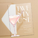 Modern Pink Cocktail 21st Birthday Acrylic Invitations<br><div class="desc">Modern 21st birthday invitation featuring elegant chic typography and minimalist design in pink colour</div>