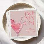 Modern Pink Cocktail 21st Birthday Napkin<br><div class="desc">Modern 21st birthday cocktail napkins featuring elegant chic typography and minimalist design in pink colour</div>