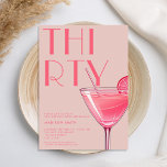 Modern Pink Cocktail 30th Birthday Invitation<br><div class="desc">Modern 30th birthday invitation featuring elegant chic typography and minimalist design in pink colour</div>