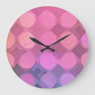 Modern Pink Colors Abstract Circle Watercolor Large Clock