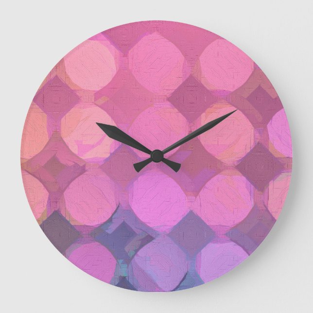 Modern Pink Colors Abstract Circle Watercolor Large Clock (Front)